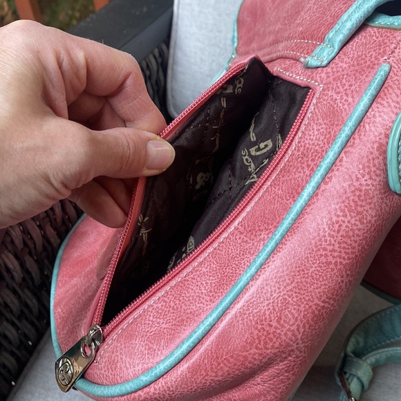 P & G crossbody bag with adjustable strap pretty pink and turquoise - Picture 10 of 12